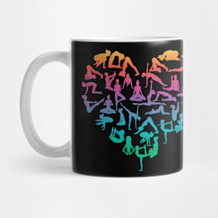 Colorful Yoga Poses Heart Mug